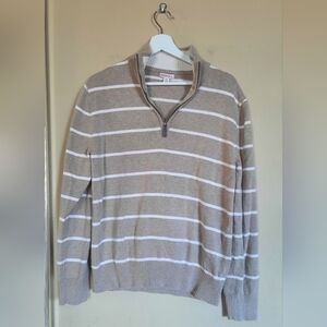 Merona Beige Taupe Brown Striped Men's Sweater Preppy Academia Coastal